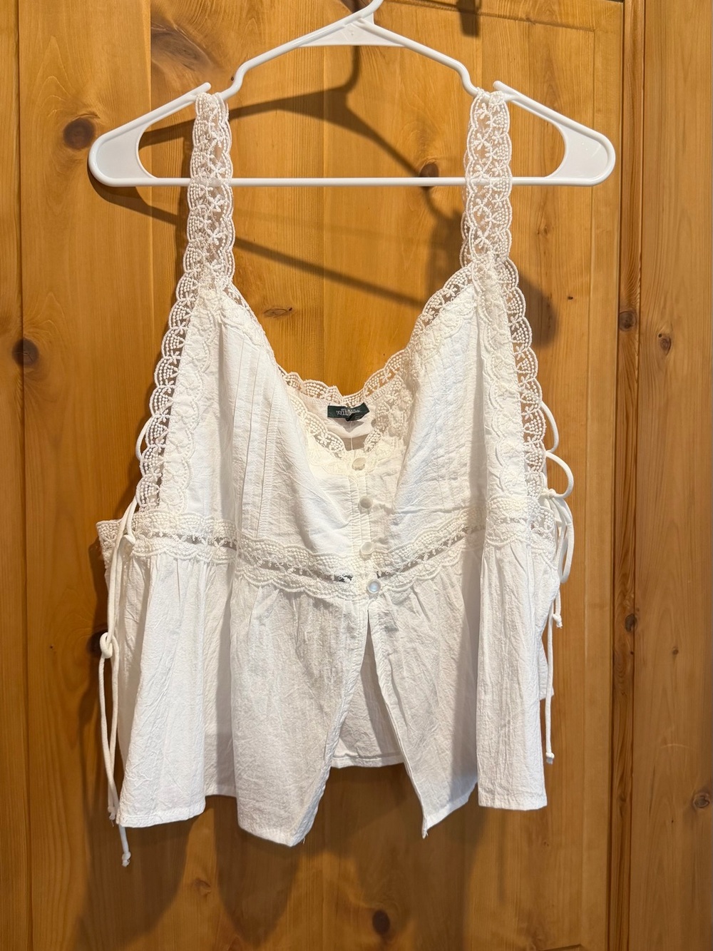 wild fable White Crochet-Trim Button Front Camisole